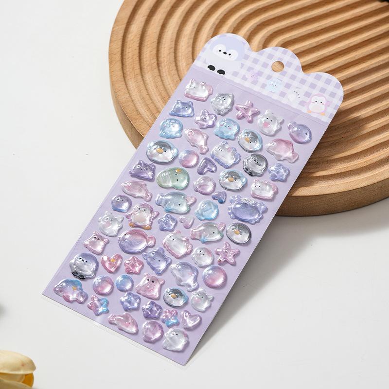 3D Embossed Crystal Animal Stickers - Fun Cartoon Reward Decals for Kids, Perfect for DIY Decor & Holiday Gifts