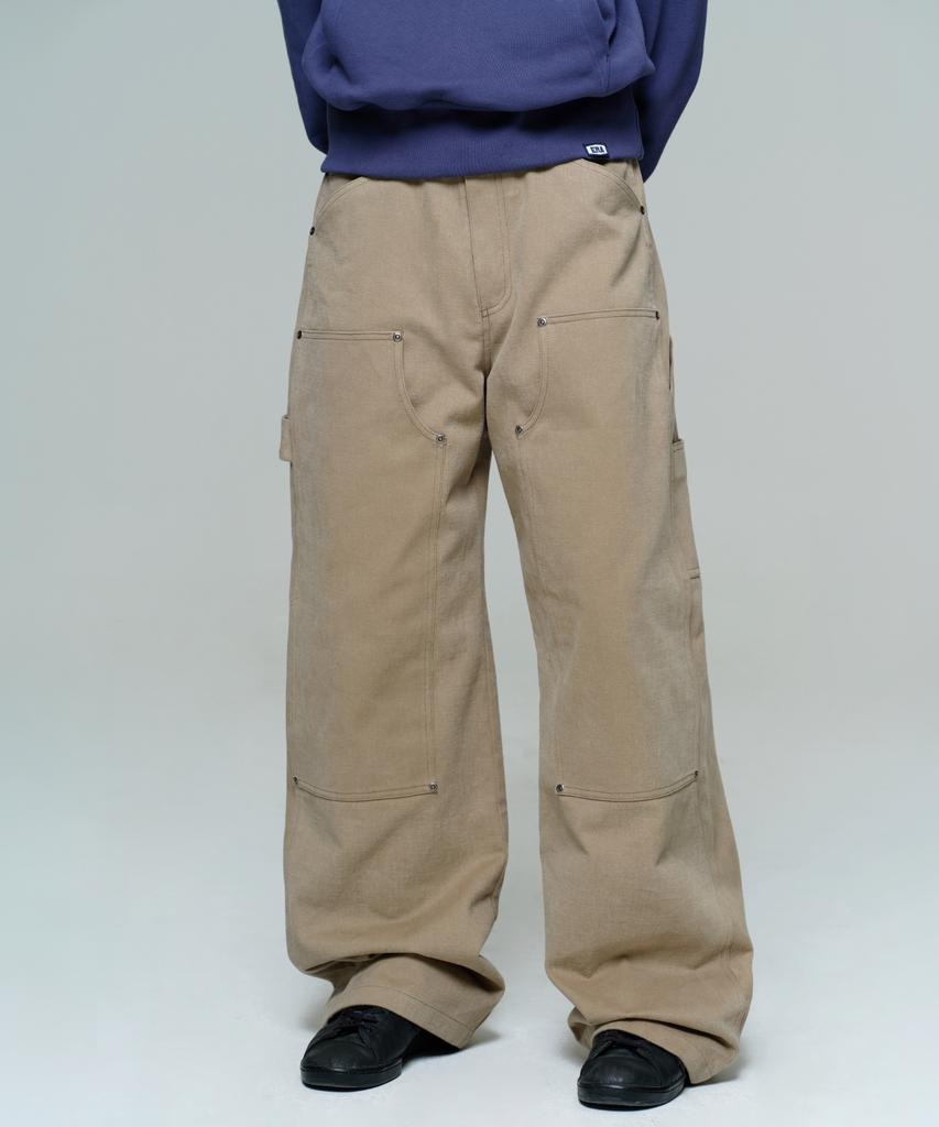 ERA Men Wide Carpenter Pants - Khaki Beige
