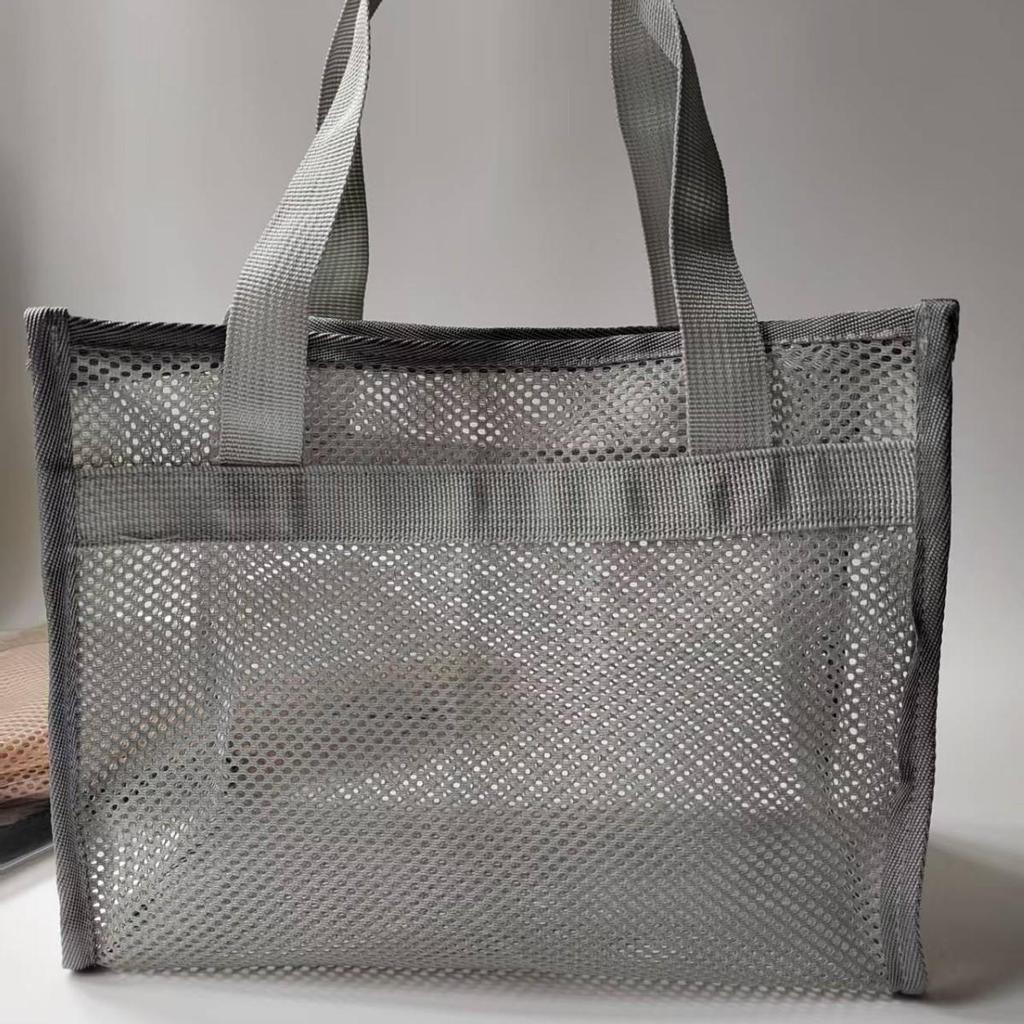 Large Capacity Mesh Tote Bag for Beach, Bathing, and Swimming - Portable, Quick-Drying, and Hollow Design
