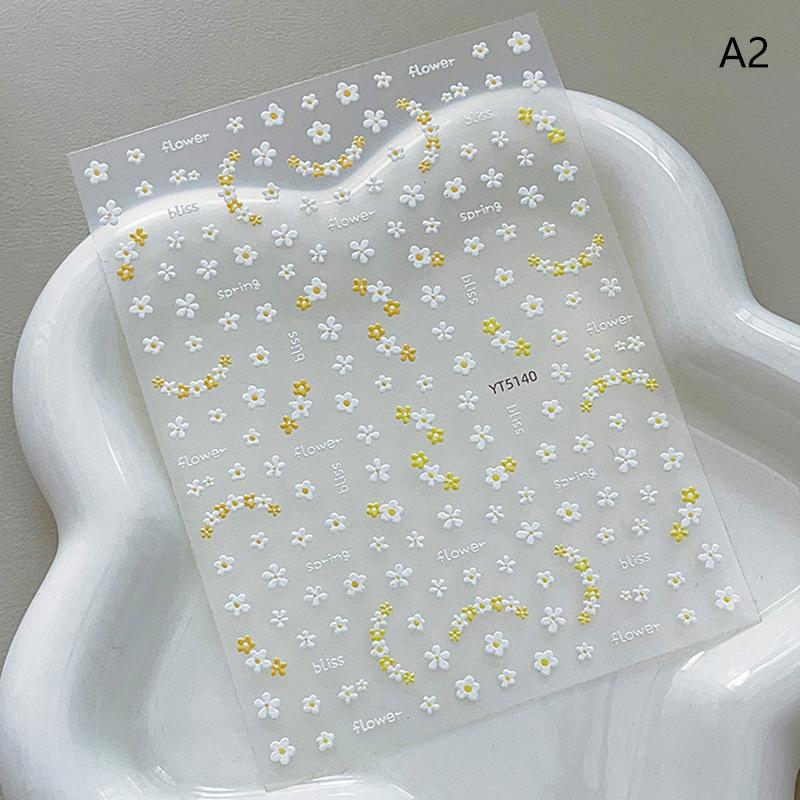 

Маленькі Квіткові Наклейки на Нігті Рельєфні Квіти Самоклеючі Слайдери для Нігтів Декаль DIY Весняний Манікюр Декор A2