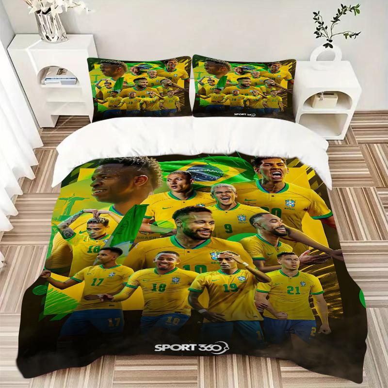 3Pcs Brazilian Soccer Stars Bedding Sets For All Sizes New 3D Printed Bed Cover Comforter Duvet Cover Pillowcase Bedroom Decoration