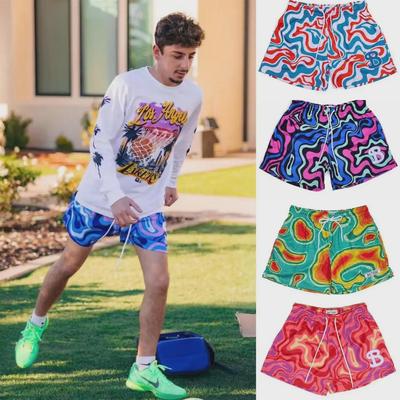 American Sports Fashion Mesh Quick-Dry Men's Summer Basketball Shorts - Loose Fit, Knee-Length, Four-Point Design