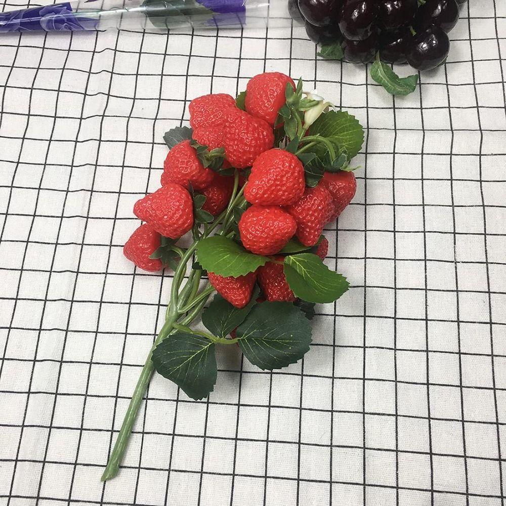 Plastic Artificial Strawberry Berry Branch DIY Simulation Plant Fruit  Desk