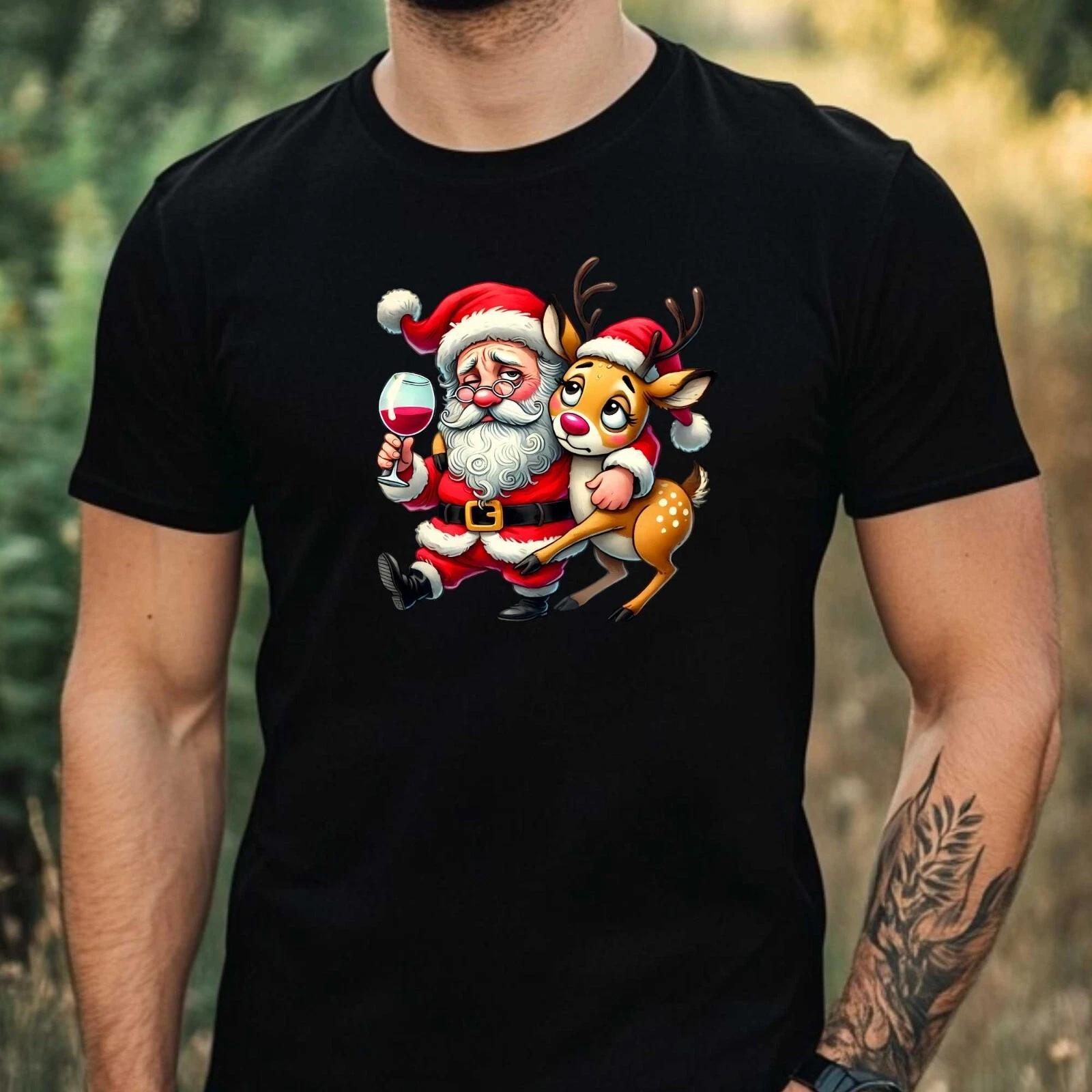 T-Shirt Herren Lustiger Weihnachtsmann Motiv Baumwolle Größe XS bis 5XL XXXL