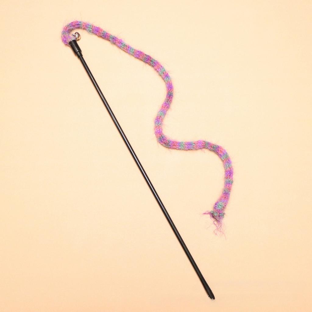 Colorful Striped Plush Rope Cat Teasing Stick Toy Knitting Wool Pet Toys