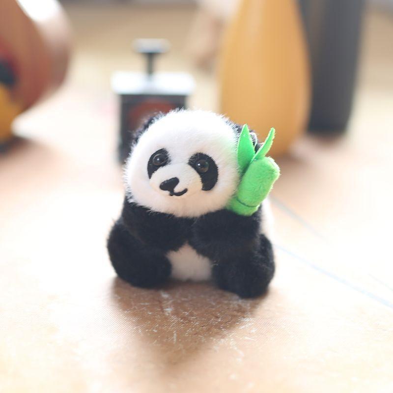 Adorable Cute Bamboo Panda Plush Toy Keychain Soft Doll Pendant For Bag Charm