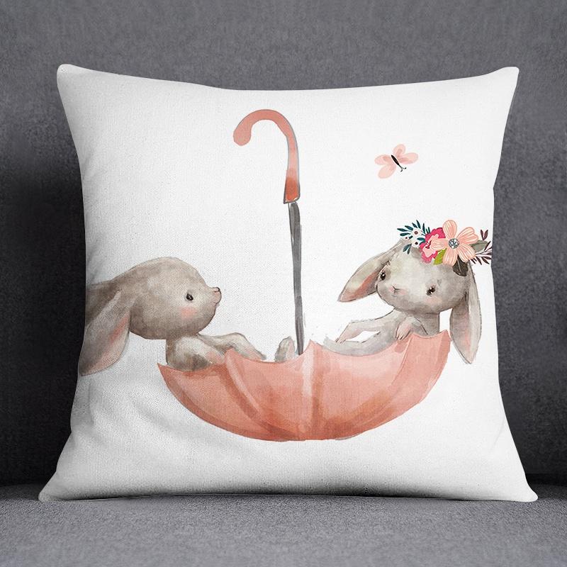 Yoga Little Girl Animal Series Pattern Decorative Pillowcase Square Pillowcase Home Office Ornament