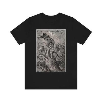 Krake T-Shirt Zwanzigtausend Meilen unter dem Meer Nautische Kunst Hochwertiges Rundhals Kurzarm Herren T-Shirt
