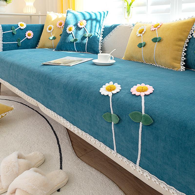 Vier Jahreszeiten Chenille Sofakissen Kissen rutschfeste Sofabezug Bezug Sitzkissen Fensterkissen