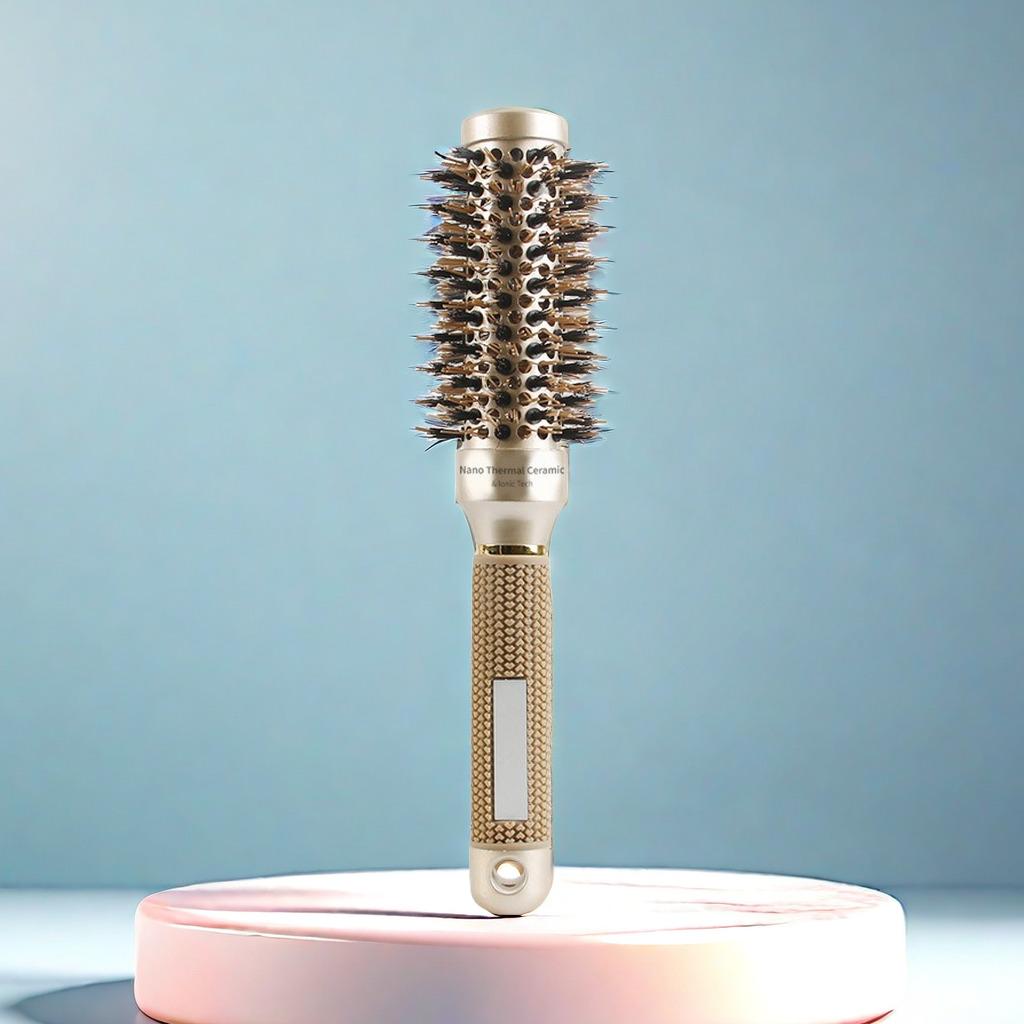 Brosse de coiffure ionique en poils de sanglier pour sèche-cheveux, brosse ronde en céramique pour sèche-cheveux