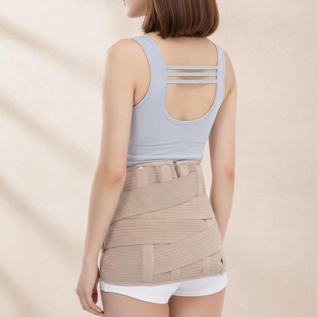 Waist Belt with Aluminum Plate Comfortable Back Brace Support Stays Elastic