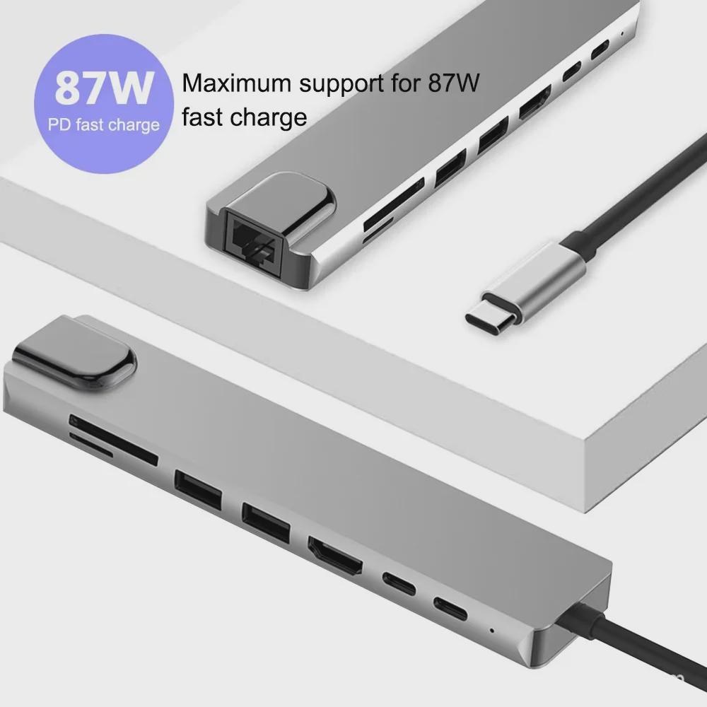8-in-1 USB-C Multifunktions-Dock: HDMI, Netzwerkkarte & Mehr für Notebooks