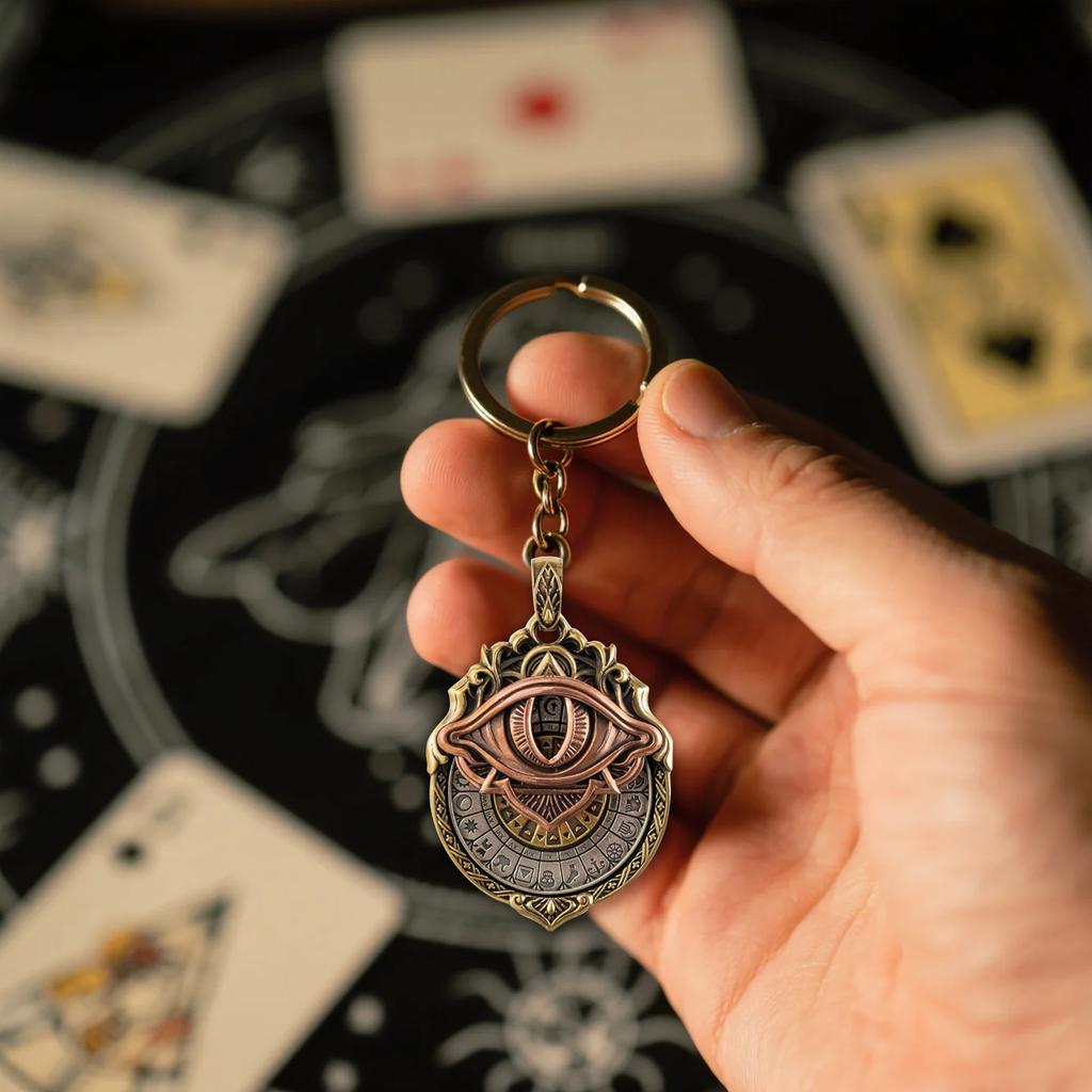 Pendant - All-Seeing Eye Necklace, Card Pendant, Mystic Divination Jewelry, Spiritual Guidance, Fate Insights, Smooth Rotation