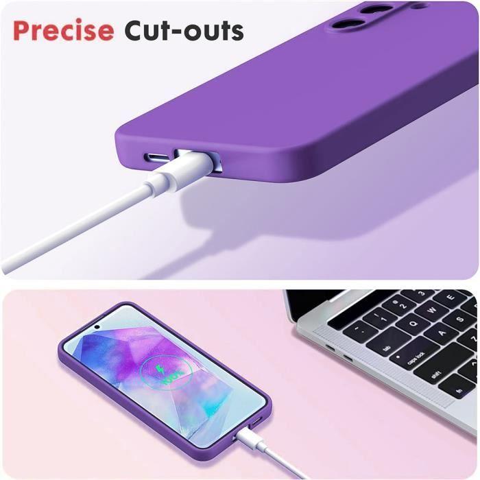 Coque + 2 Verres Trempés Silicone pour Samsung Galaxy S24 FE (pas pour S24) - Protection Slim Antichoc Anti-Rayures - Violet