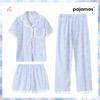 Imitation Cotton Edge Summer New Small Fresh Cherry Short-sleeved Pajamas Women's Loungewear Three-piece Set