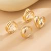 Ingemark Minimalism Hollow Water Droplet Curved Surface Rings Women Punk Simple Metal Irregular Chic Knuckle Ring Couple Jewelry