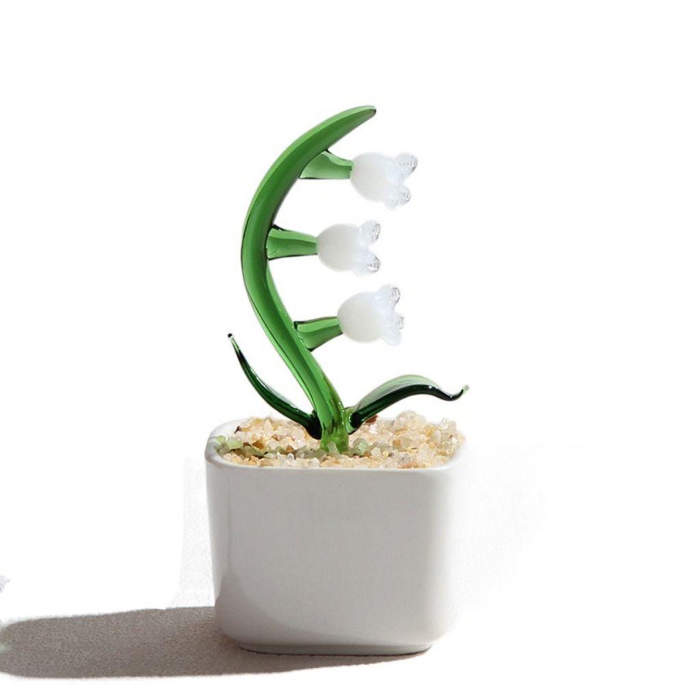 Creatieve Handgemaakte Glazen Potplanten Bloemen Ornament Platte Bodem Schattige Mini Bonsai Levendig Draagbaar Glazen Boeket Beeld Thuis