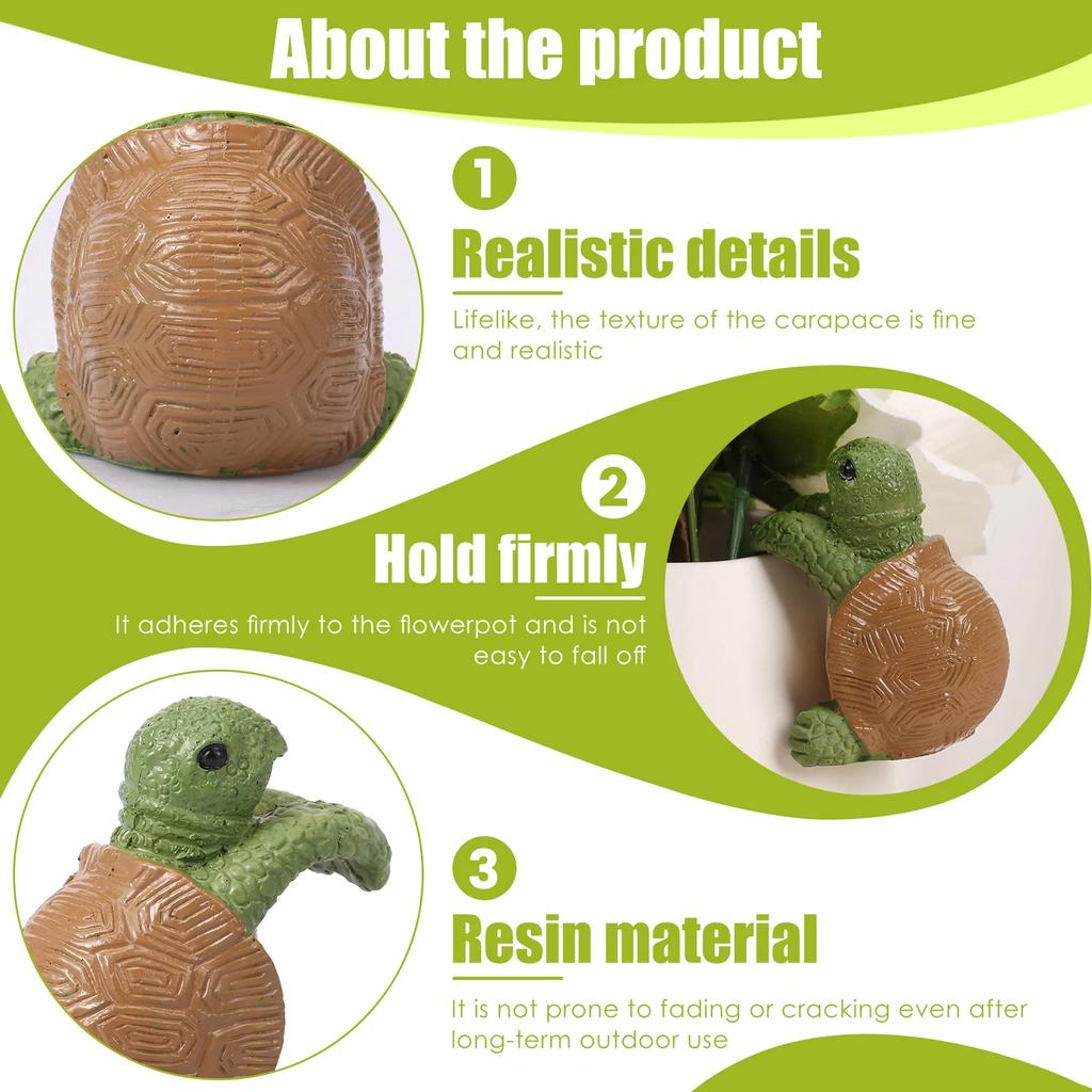 Resin Turtle Statue Pot Decoration Realistic Tortoise Figure Pot Hanger Interesting Statues Decorations for Vase Fish Tank