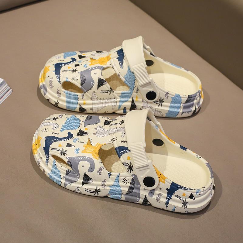 

Boys cool slippers 2025 new thick-soled outer wear non-slip and light children s women s soft-soled middle-aged and older children s parent-child hol 24-25 бежевий