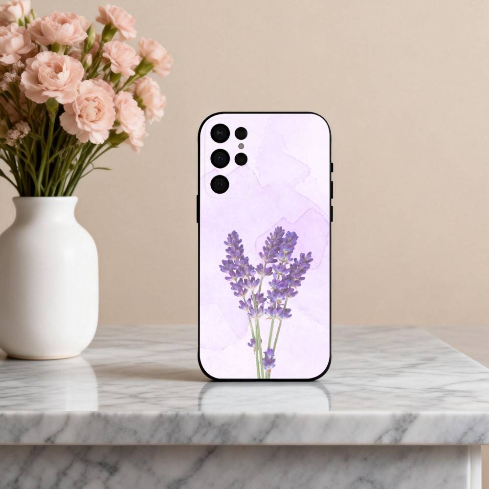 P-Purple L-lavender Phone Case For Samsung S25,24,23,22,30,21,10,9,Ultra,Plus,Lite,FE,4,5 G Soft Black Case