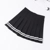 Striped High Waisted Pleated Skirt Stripe College Style High Waist Elastic Pleated Skirt