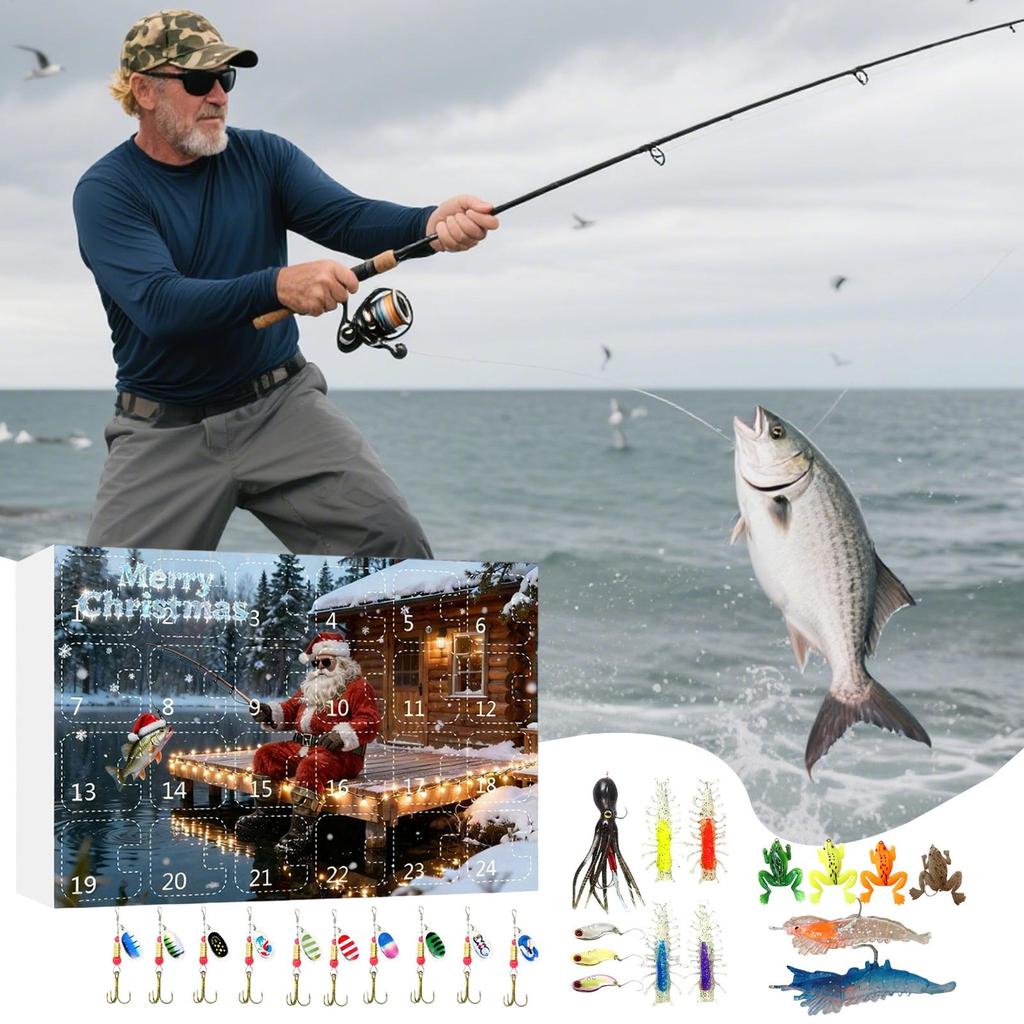 Advent Fishing Lure Calendar Saltwater Angling Tackles Countdown Calendar Fishing Lures For Fisherman Friends Men Teens Adults