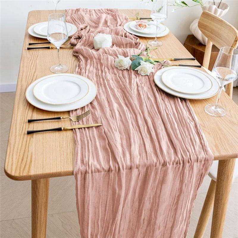 M-Modern-90X300cm Käsetuch Tischdecke Hellrosa Böhmisches Gaze-Tischdecke Lang Retro Transparent Tischdecke