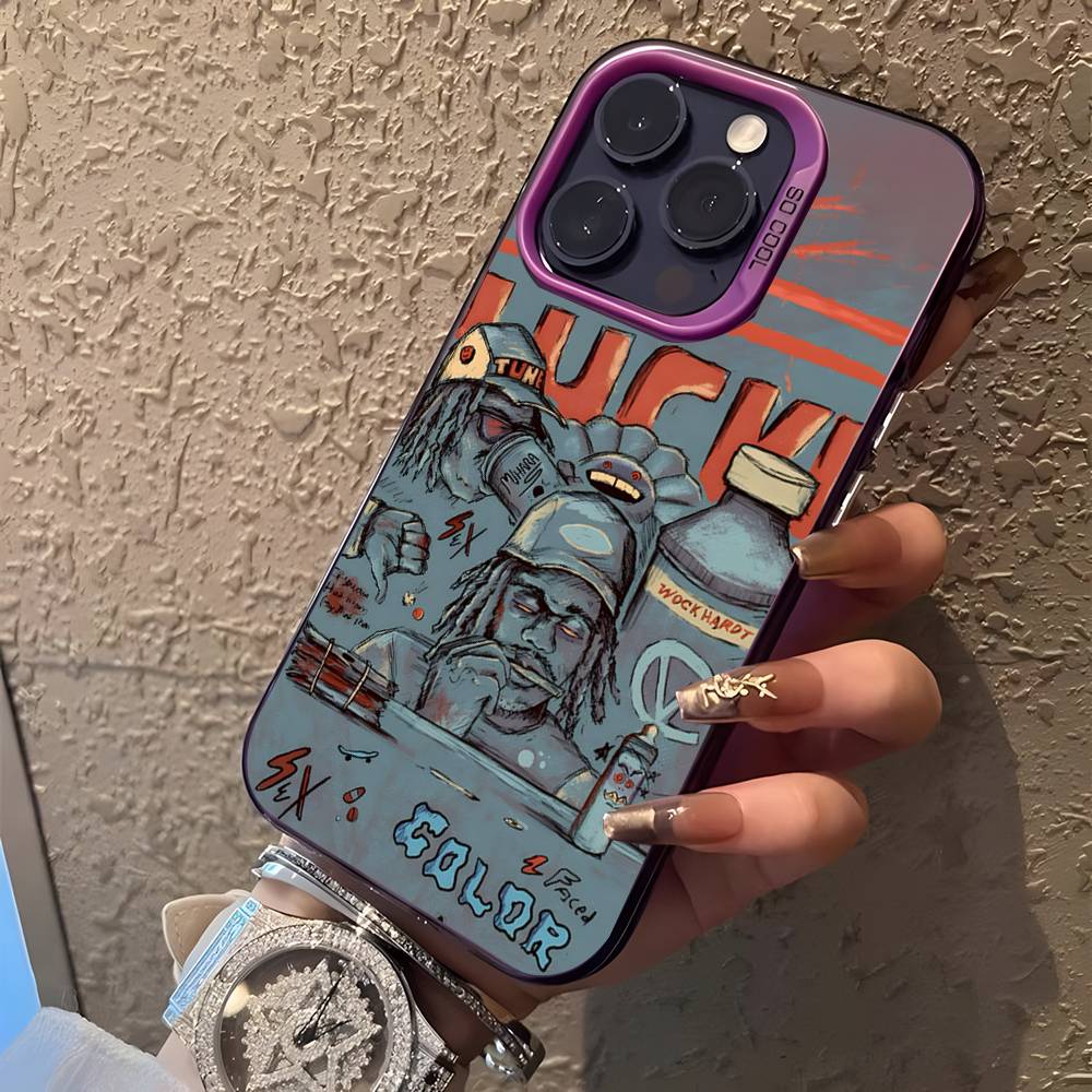 L-Lucki Rapper Gemini For iPhone 17,16,15,14,13,12,11,Mini,Pro,E,SE4,XS,MAX Purple Shockproof Candy Matte Cover