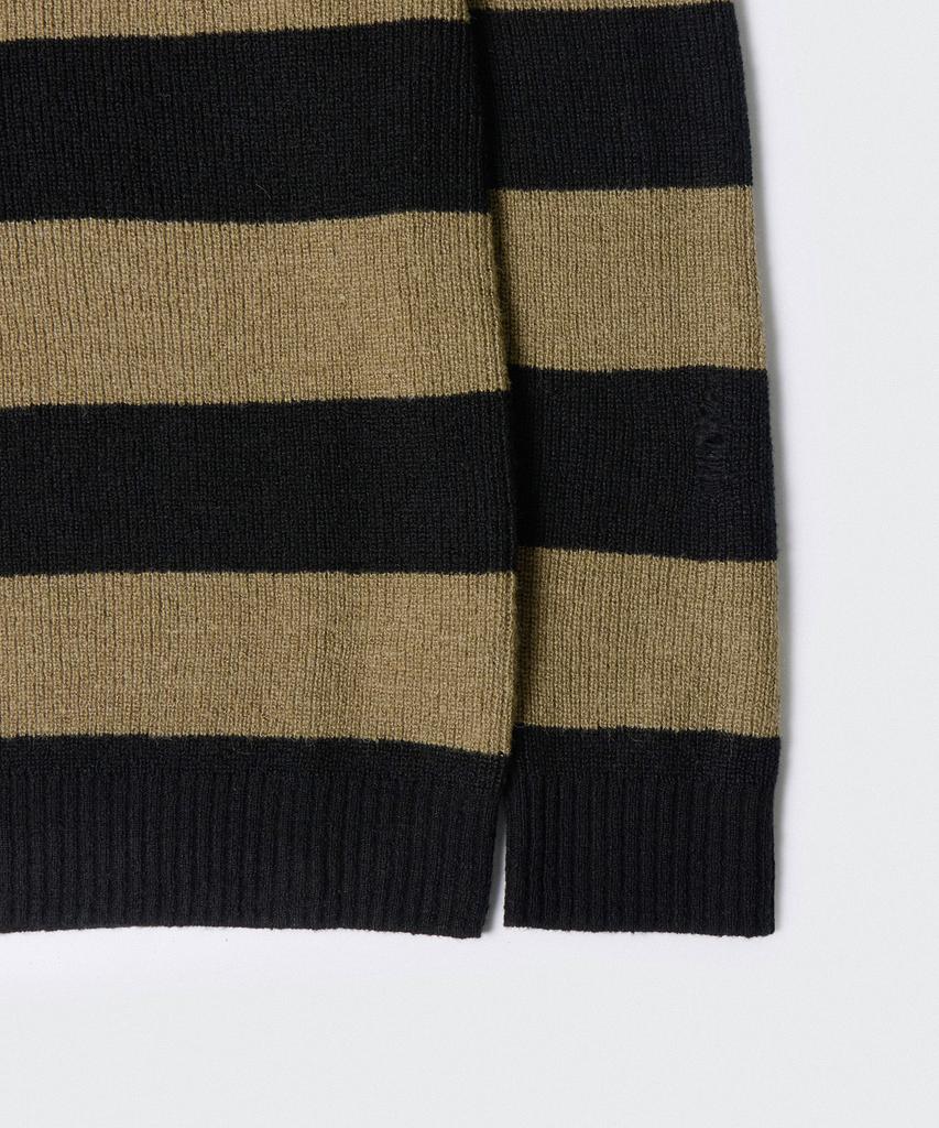 Musinsa Standard 90S Grunge Stripe Crew Neck Knit [Beige/Black]