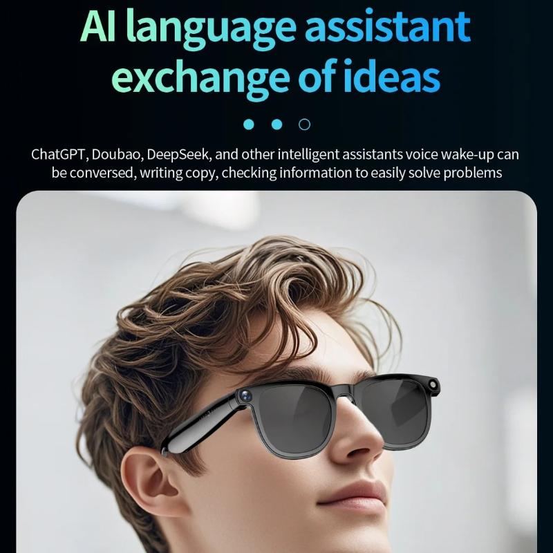 Multifunctional Smart Glasses 4K HD Object Recognition Photo Video Anti-shake 800w Camera Al Conversation Translation Smart Sunglasses IP67 Waterproof