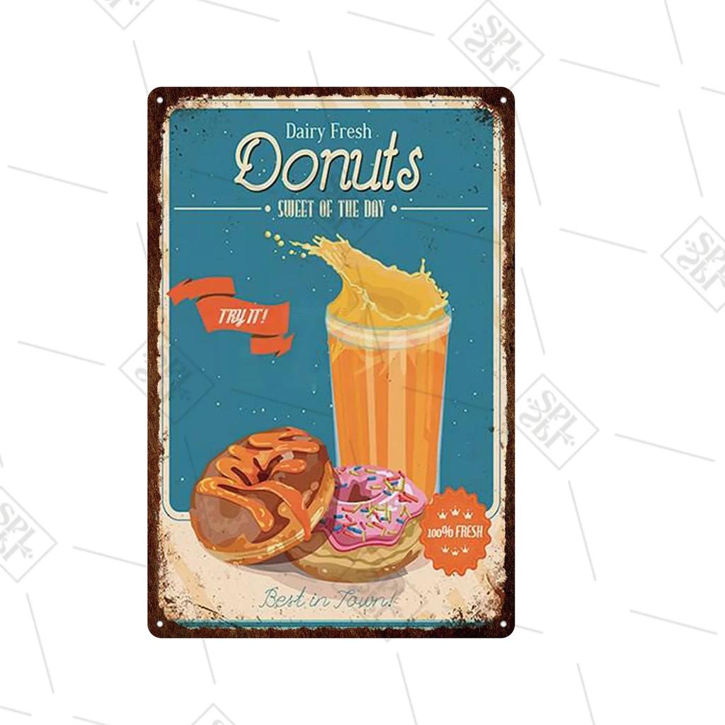 Juice Cold Drink Shop Signboard Wall Decoration Metal Poster Painting xcm Metal Logo Vintage Tin Plate Ice Cream Plaque