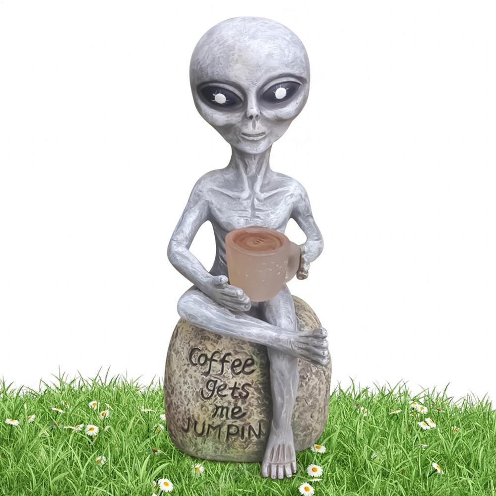 

Solar Alien Statue Small Resin Landscape Figure Collectible Sci-Fi Solar Light Decoration for Outdoor Patio Garden Lawn Balcony