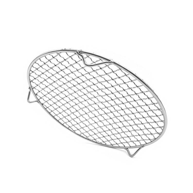 Runder BBQ-Grill aus Edelstahl mit Beinen, Tragbarer Teekocher & Grillrost, Verdickter Airfryer-Grillrost