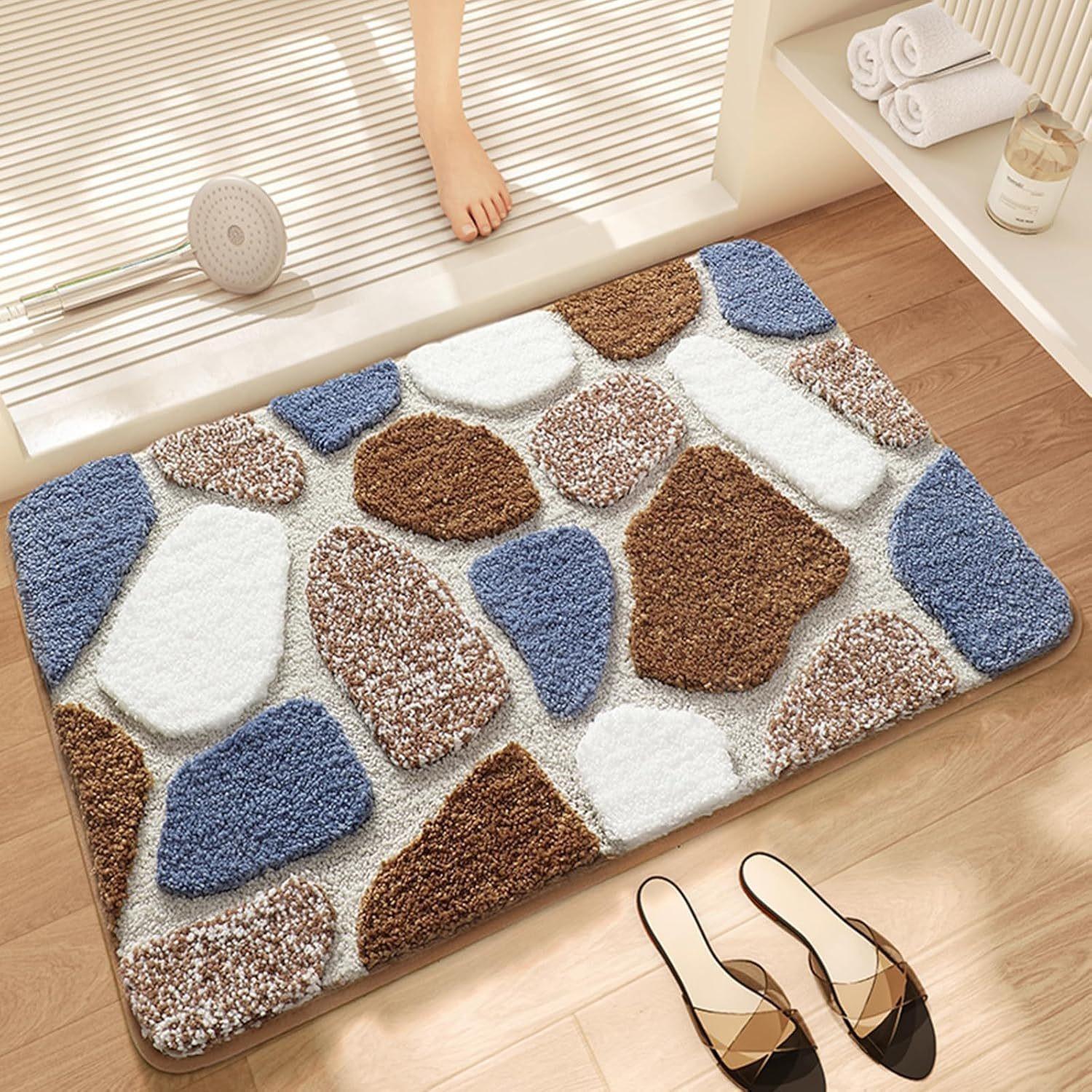 

Imitation cashmere bathroom floor mat Modern simple bathroom Water-absorbing and dirt-resistant foot mat Bedroom carpet Toilet 50x80cm