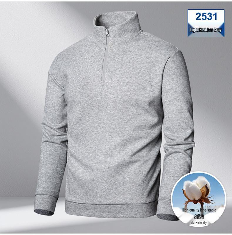 Męska bluza z kapturem, półgolf, gładka, z długim rękawem, casualowa i ciepła na jesień i zimę.