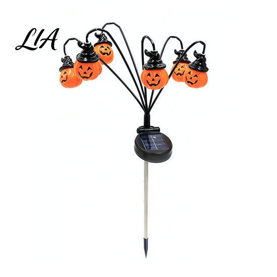 Festive Yard Lawn Decor Halloween Solar Garden Lights, Decorative Ghost Pumpkin Witch Hat String Landscape Lighting for Walkway IP54 Waterproof