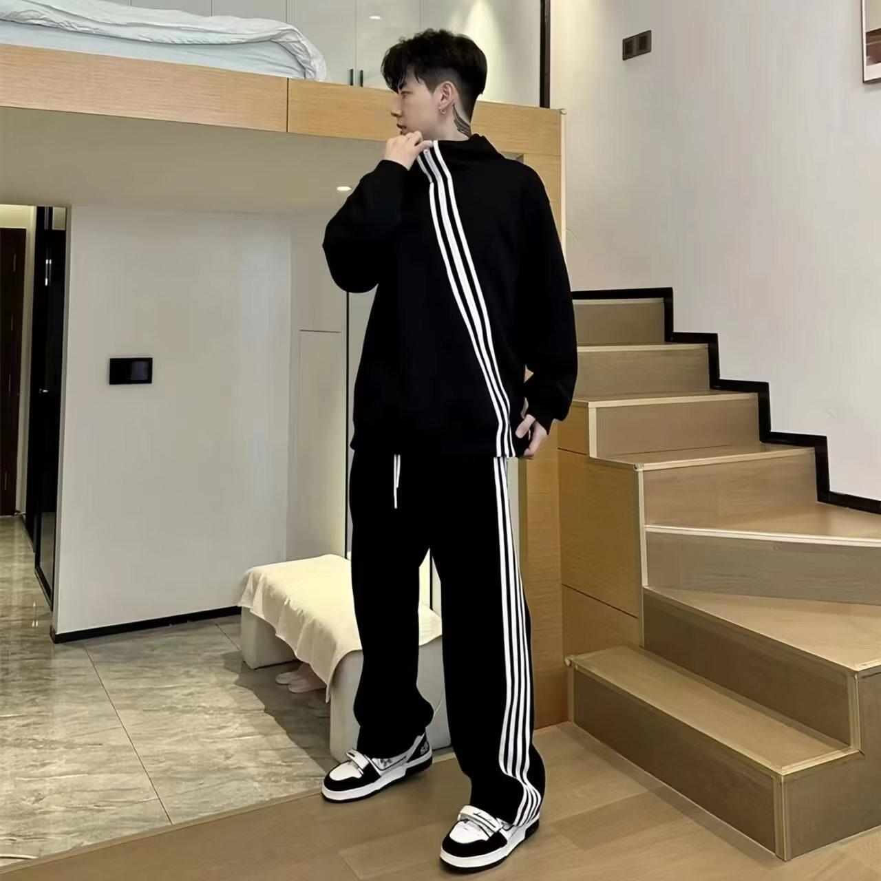 

Мужская повседневная спортивная куртка в полоску на раннюю осень 2023 года — модная свободная толстовка для пар 5XL белый