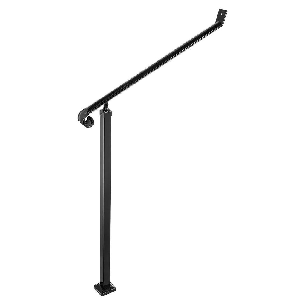 40mm Pipe Wrought Iron Handrail 2 Steps Handrails for Outdoor Steps Handrails Garden Railing Exterior Handrail Stair Railings for Steps with One Bolt