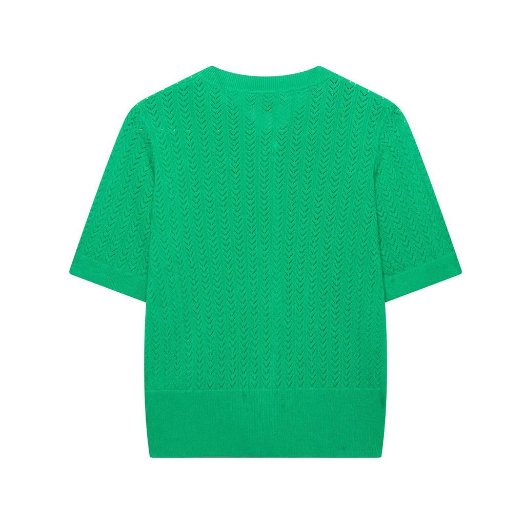 Spring 2025 Women's European & American Style Jacquard Mesh Knit Top