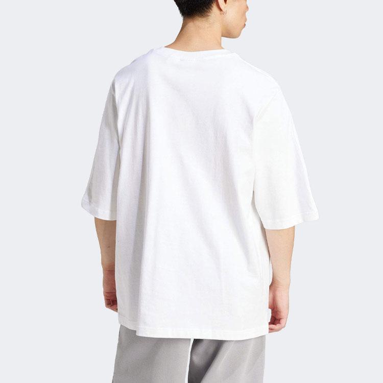 Adidas Originals Three Stripe Color Block Loose Fit Crew Neck Short Sleeve T-Shirt Men Tops White IT7446