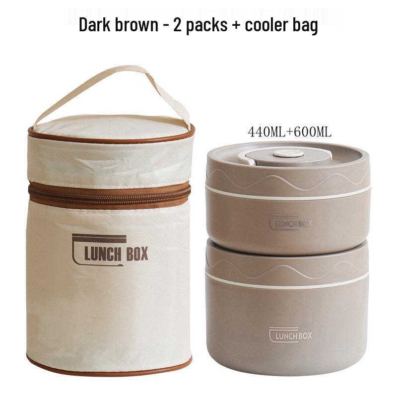 304 Stainless Steel Double-Layer Insulated Lunch Box with Lid for Office Workers & Students