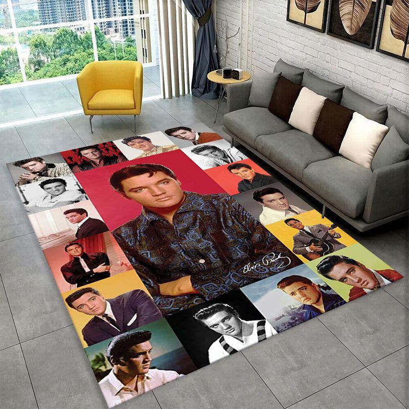 Tappeto Antiscivolo Retro The King E-Elvis Presley per Soggiorno, Camera da Letto, Sala Giochi, Tappeto Morbido Pavimento Tappeto Decorazione Casa Stanza