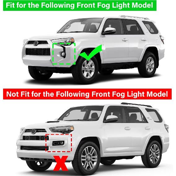 Front Fog Light Decals Compatible with 2014-2024 Toyota 4Runner Accessories Front Bumper Grill Trim ABS Plastic Material (Black)