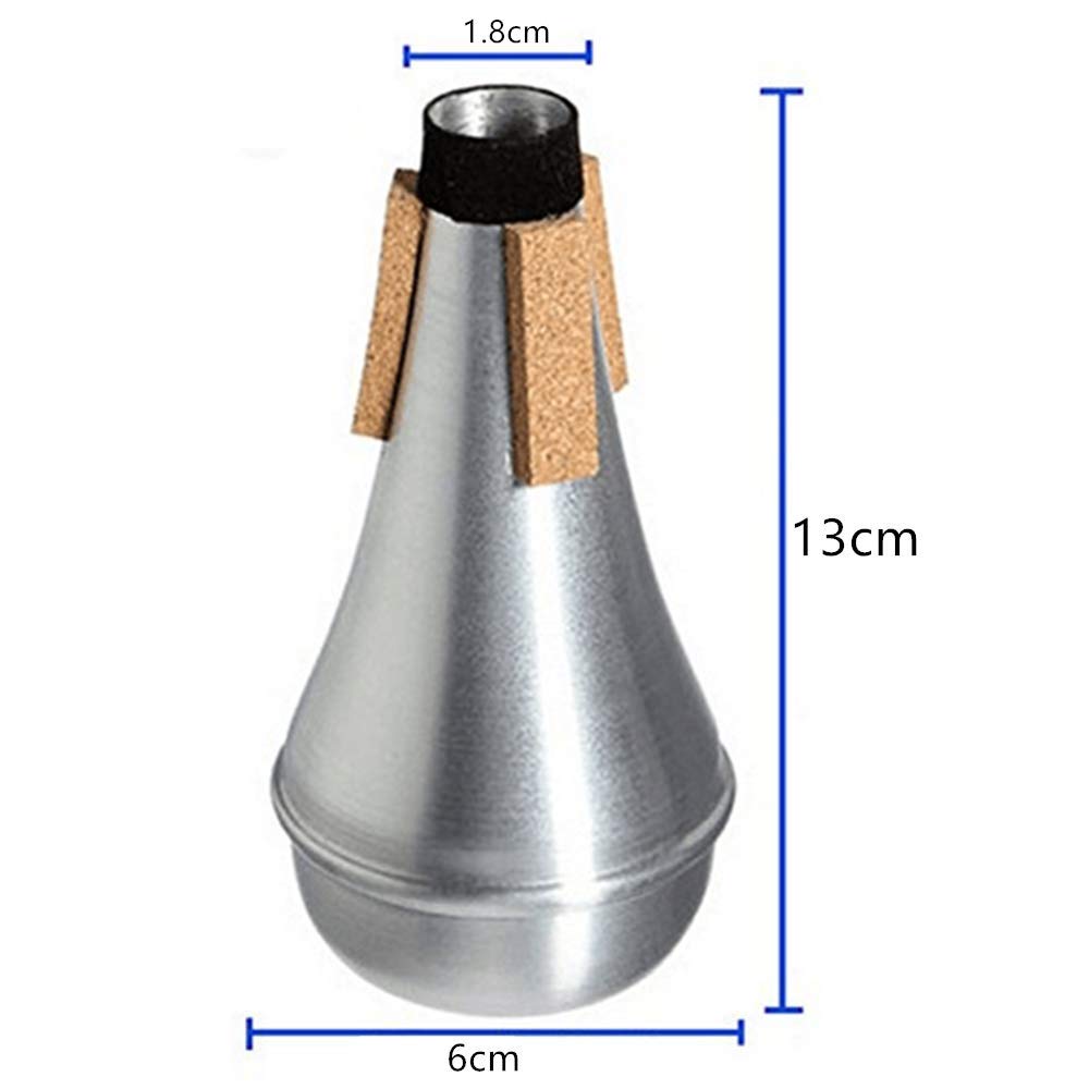 Set of 1 Trumpet Silencer Straight Mute for Trumpet Aluminum Alloy Sound Sound Pressure Silencer for Indoor and Home Practice Silencer, & Cork,