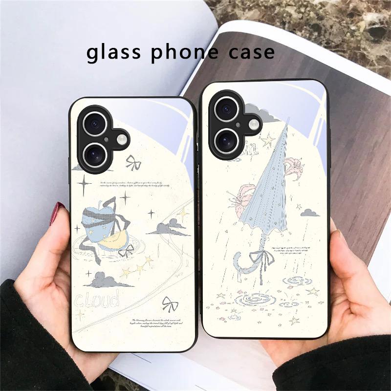 Fresh and Healing Breeze For iPhone 17 Air 16 E 15 Plus 14 Pro Max 13 12 Mini 11 5 6 7 8 Plus XR XSMax SE Black Glass Phone Case