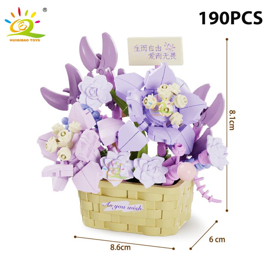 HUIQIBAO Model Floare Eternă Buchet Plantă la Ghiveci Micro Blocuri de Construcție MOC DIY Decor Birou Acasă Jucărie Cărămidă Pentru Copii