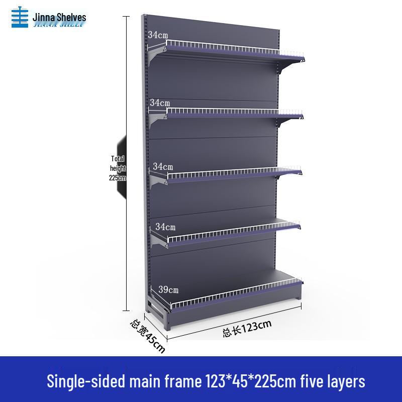 Multifunctional Gray Display Rack for Convenience Stores – Single/Double-Sided Snack Storage Shelf