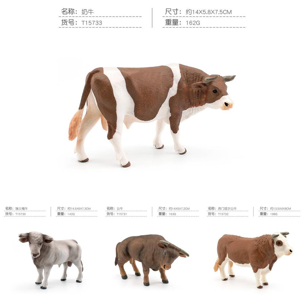 Pvc Farm Detailed Animal Models With Realistic Swiss Brown Cow And Strong Bull Longhorn