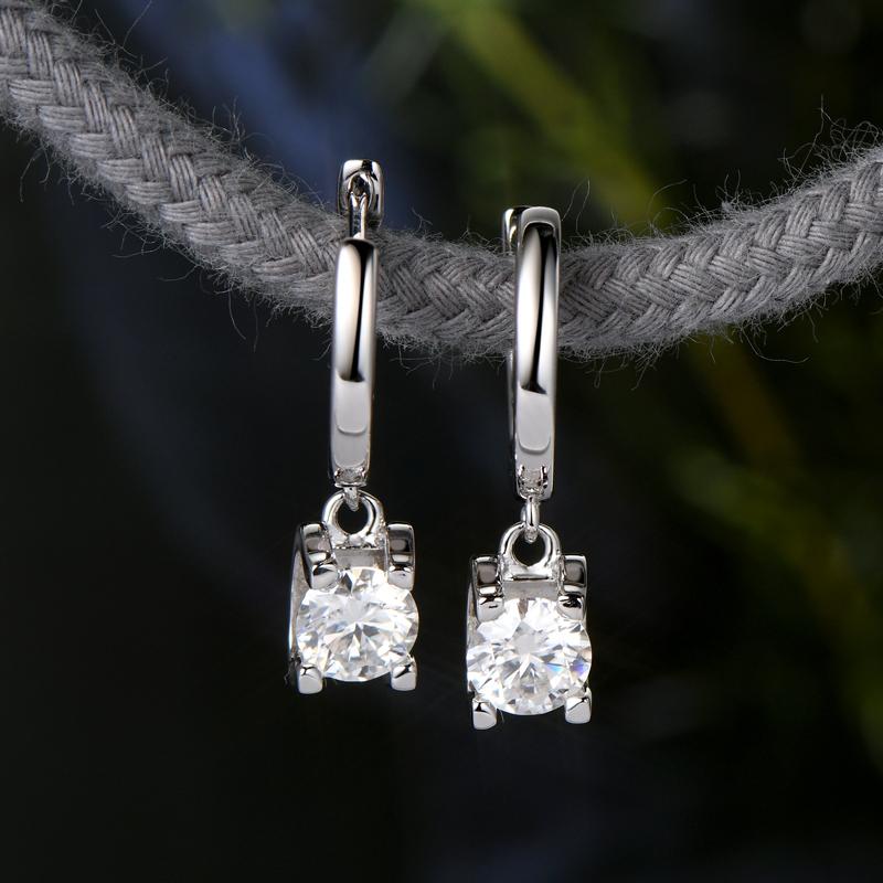 5mm 0.5ct Round Cut Moissanites Earring Delicate Wedding Jewelry 925 Sterling Silver Moissanite Drop Earrings for Women