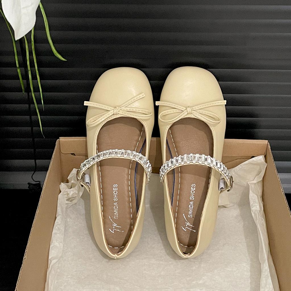 Queen Fan Silver French Light Mouth Flat-soled Single Shoes Women's Summer 2025 New with Skirts Versatile Mary Jane Women's Shoes